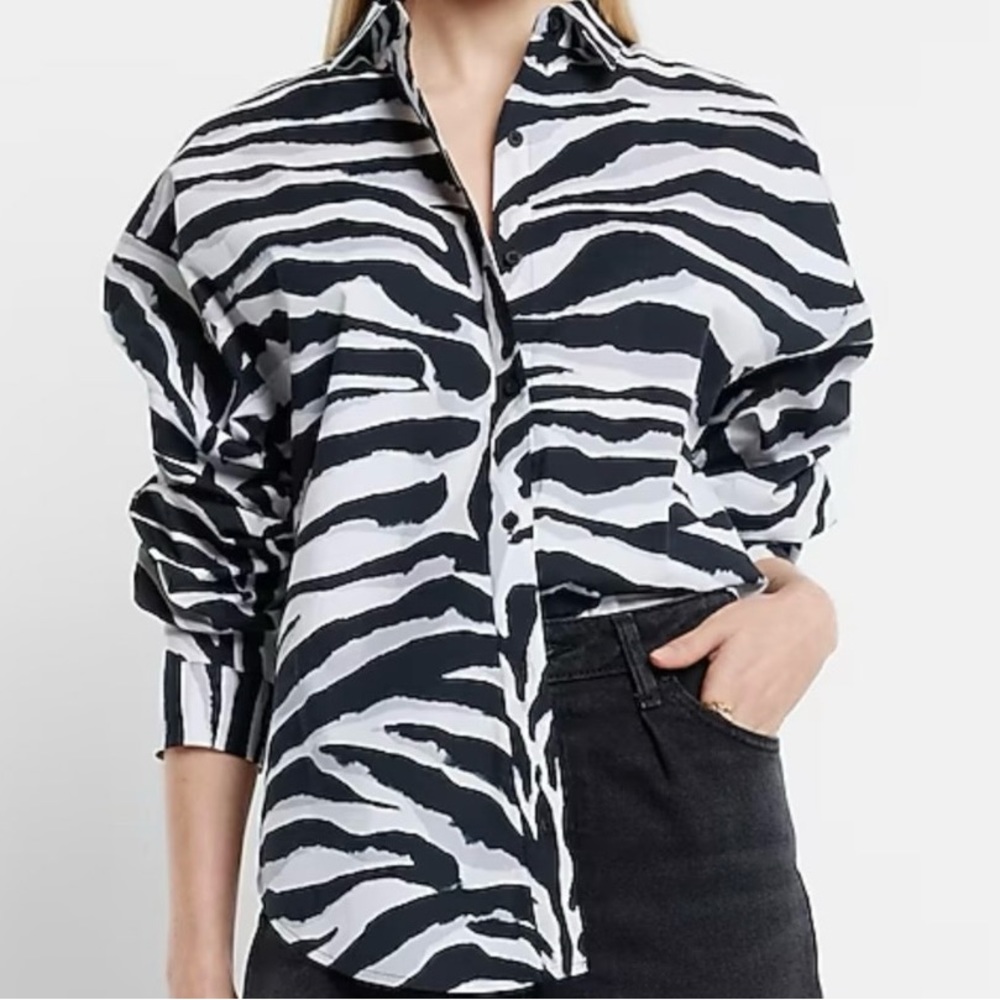 Express Zebra Print Poplin Portofino Shirt size XS *BRAND NEW*